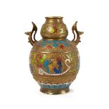 A CLOISONNE GILT COPPER VASE