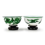 18TH CENTURY BEIJING GLASS BOWLS WITH STANDS