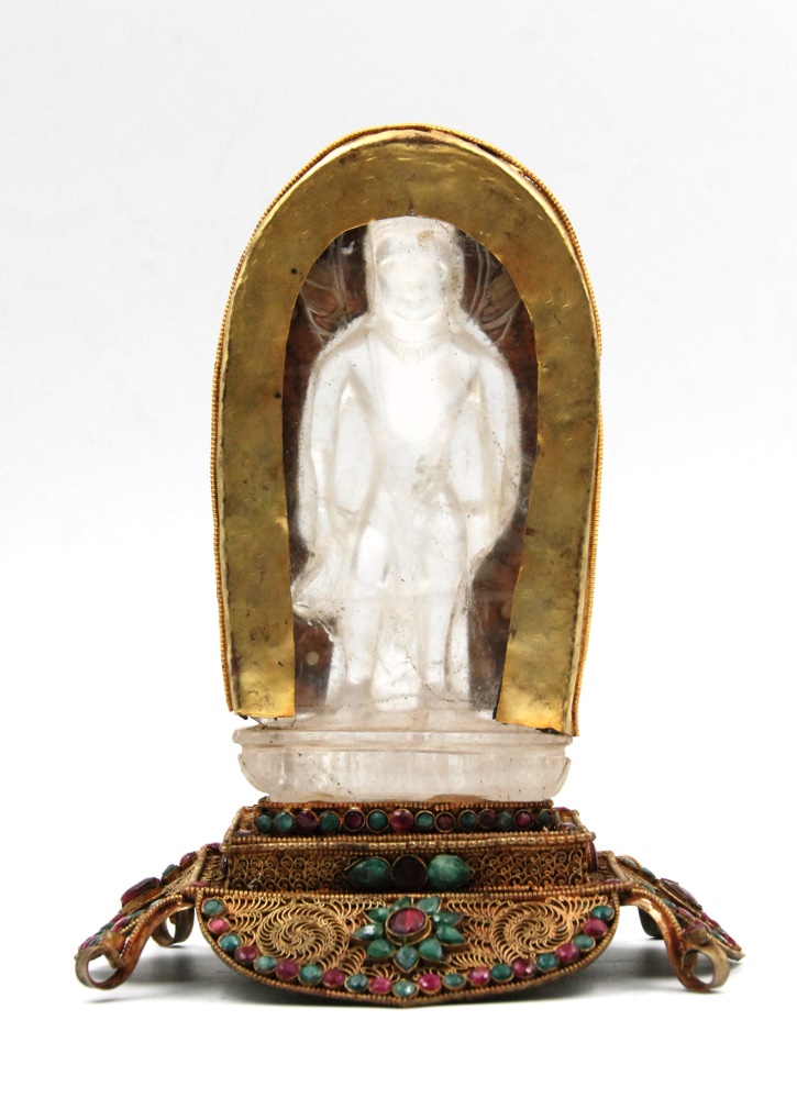 CRYSTAL BUDDHA WITH GILT MOUNT - Image 3 of 5