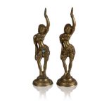 PAIR BRONZE DANCERS STATUES