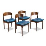 SET OF FOUR BLUE LEATHER CHAIRS