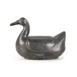 CHINESE PEWTER DUCK SHAPED BOX