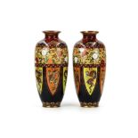 PAIR OF JAPANESE ENAMEL VASES