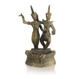 BRONZE CLAD ART FIGURAL STATUES