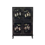 Chinese Black Lacquer Mother Of Pearl Cabinet
