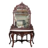 MARBLE TOP HALL TABLE WITH MIRROR