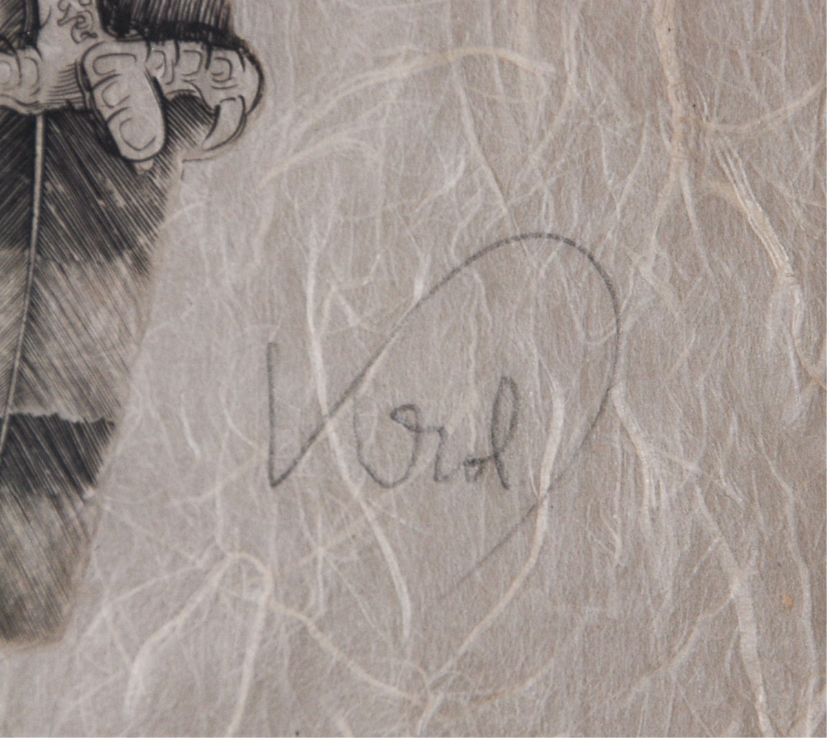Framed Ink On Paper Owl Signed - Image 3 of 3