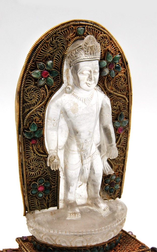 CRYSTAL BUDDHA WITH GILT MOUNT - Image 5 of 5