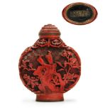 CINNABAR LACQUER SNUFF BOTTLE; QIANLONG PERIOD