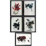 Group Of Five Framed Sakai Arts C. 1950 all 37/65