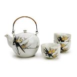 JAPANESE BLOSSOM TEA POT AND CUPS