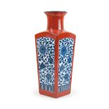 IRON RED GLAZED LOTUS FLOWER BALUSTER VASE