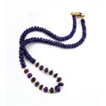 SUGILITE AND GOLD BEAD NECKLACE