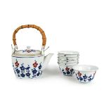 SET JAPANESE IMARI TEA SERVICE, POT AND CUPS