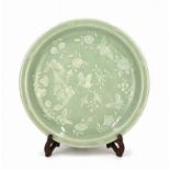 CELADON BUTTERFLY AND BLOSSOMS PLATE