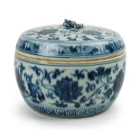 BLUE AND WHITE PORCELAIN BOX WITH LID