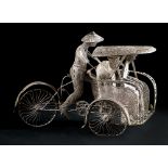 SILVER TONED WIRE RIKSHAW FIGURE