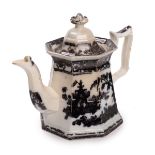 BLACK AND WHITE PORCELAIN TEAPOT