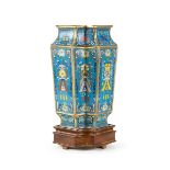 CHINESE DOUBLE BOOK SHAPE CLOISONNE VASE