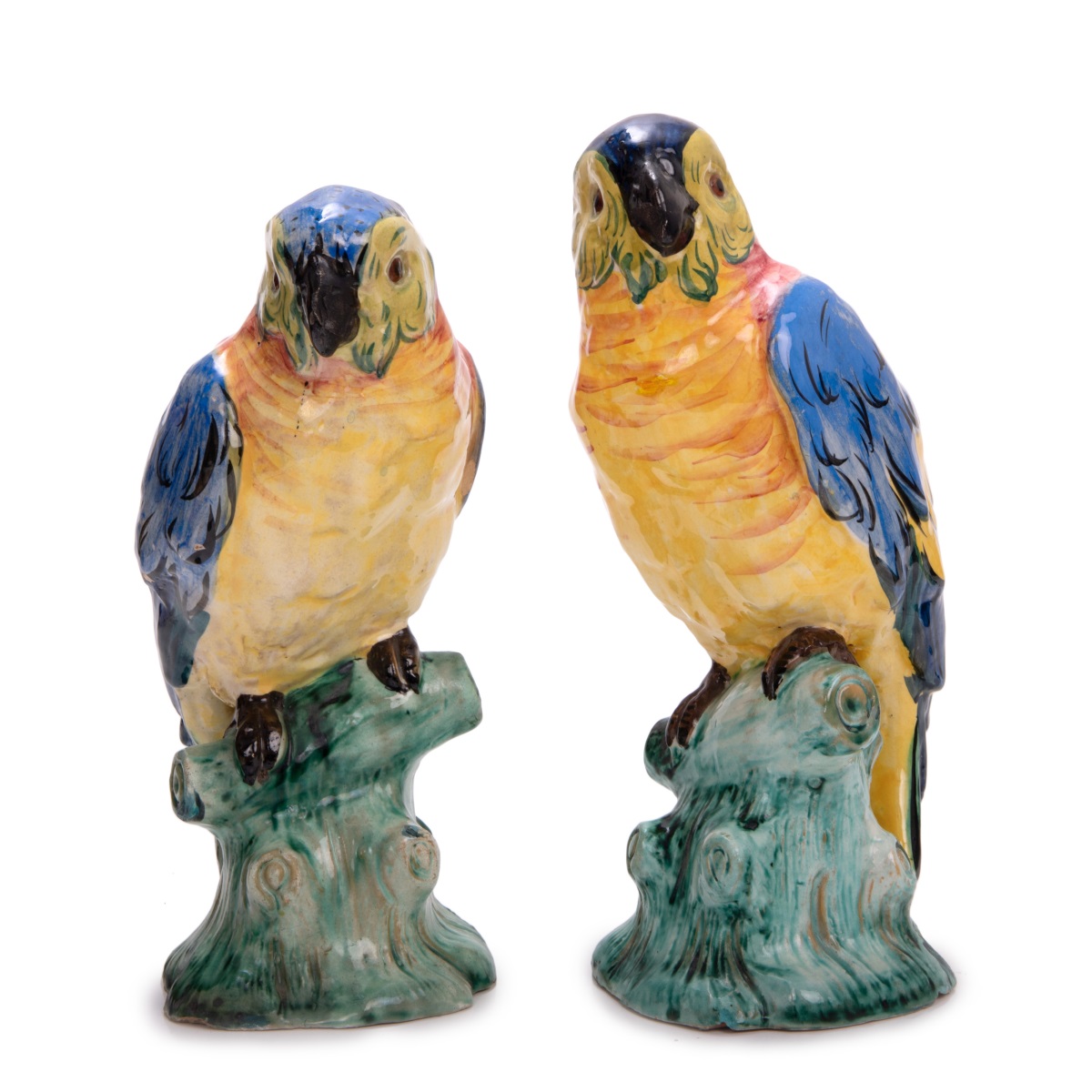 TWO ITALIAN PORCELAIN PARROT