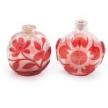 TWO OVERLAY PEKING GLASS SNUFF BOTTLES