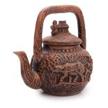 HIGH RELIEF DECORATED TEAPOT (HARVEST SCENE)