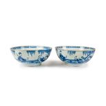 PAIR OF BLUE AND WHITE IMMORTAL BOWLS