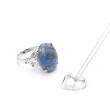 LAPIS AND SILVER RING WITH SILVER HEART NECKLACE