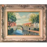 M. RAUEN OIL ON CANVAS "ARCH BRIDGE"