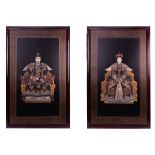 Two Chinese Lacquer & Stone Ancestor Wall Hangings