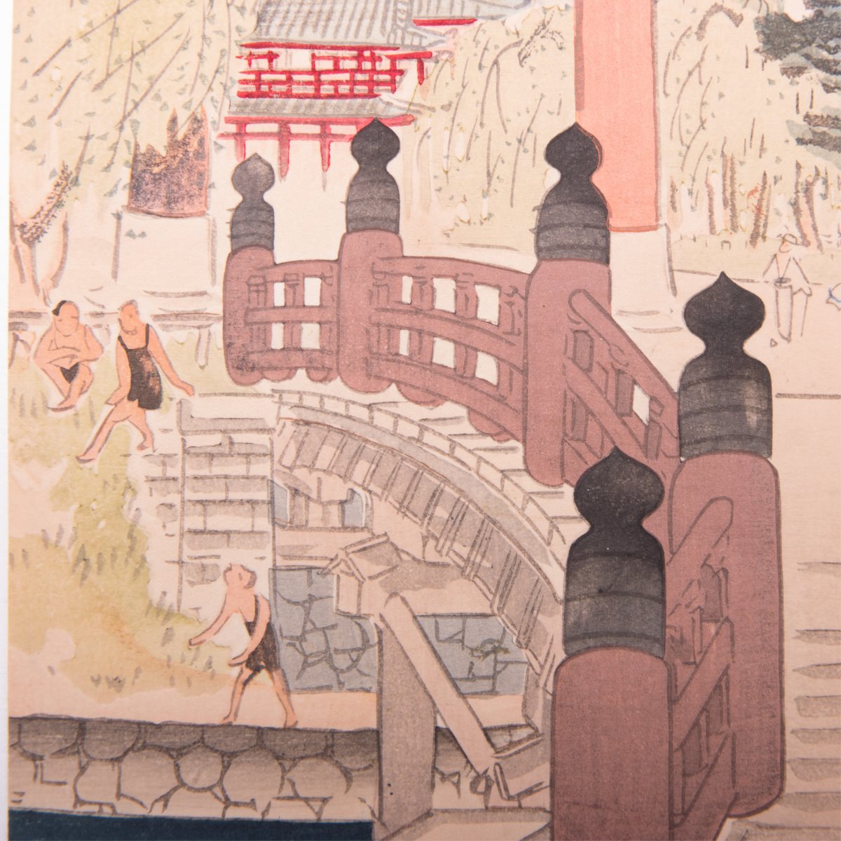 JAPANESE WOOD BLOCK PRINT OF BRIDGE - Image 2 of 6