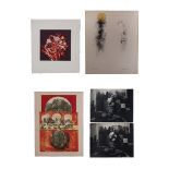 Three Keith Finch Artworks & One Red Flower Paper