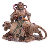 CHINESE CERAMIC FIGURE OF WU SONG RIDING A TIGER