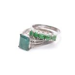 TWO 18k GOLD AND JADE RING
