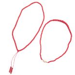 TWO CORAL BEAD NECKLACE