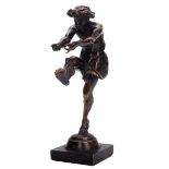 BRONZE FIGURE OF FLUTE PLAYER, Un-signed