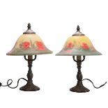 Pair Of Under-glass Painted Lamps