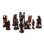 COLLECTION OF 10 CARVED WOOD CHINESE FIGURES