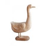 CARVED BONE FIGURE OF VENEER DUCK