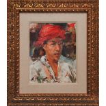 JAMES KELLY, OIL ON CANVAS "THE RED TURBAN"