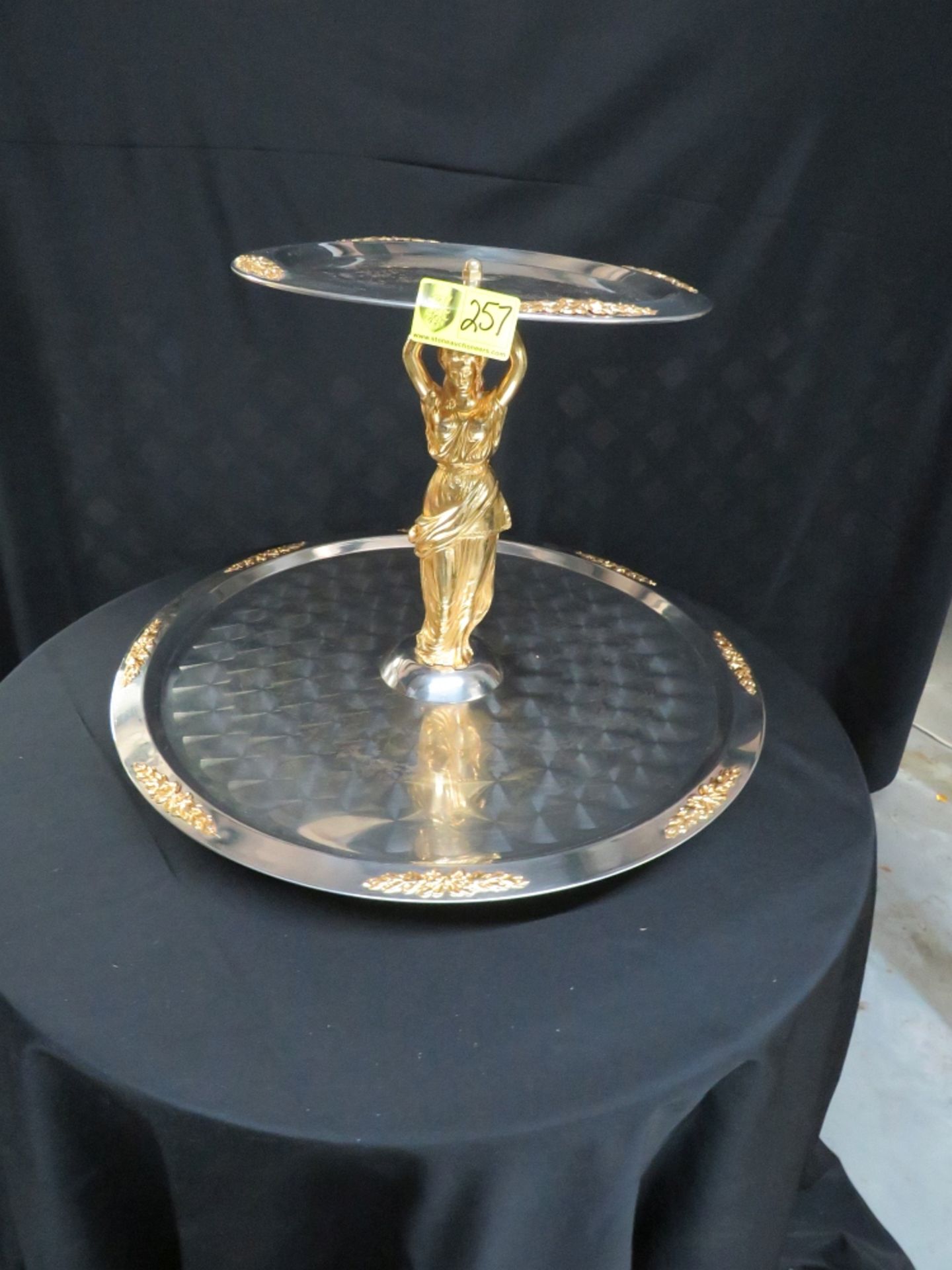 2-Tier Tray, SS & Gold, 15", 20"