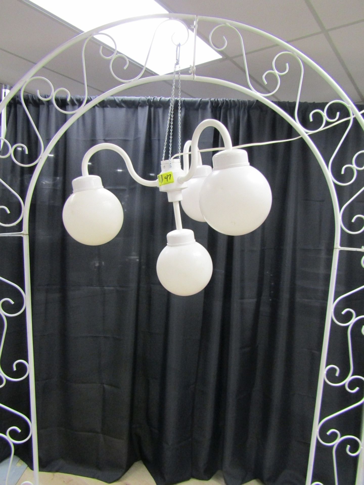 WHITE CHANDELIER, 4 GLOBE ARCH NOT INCLUDED
