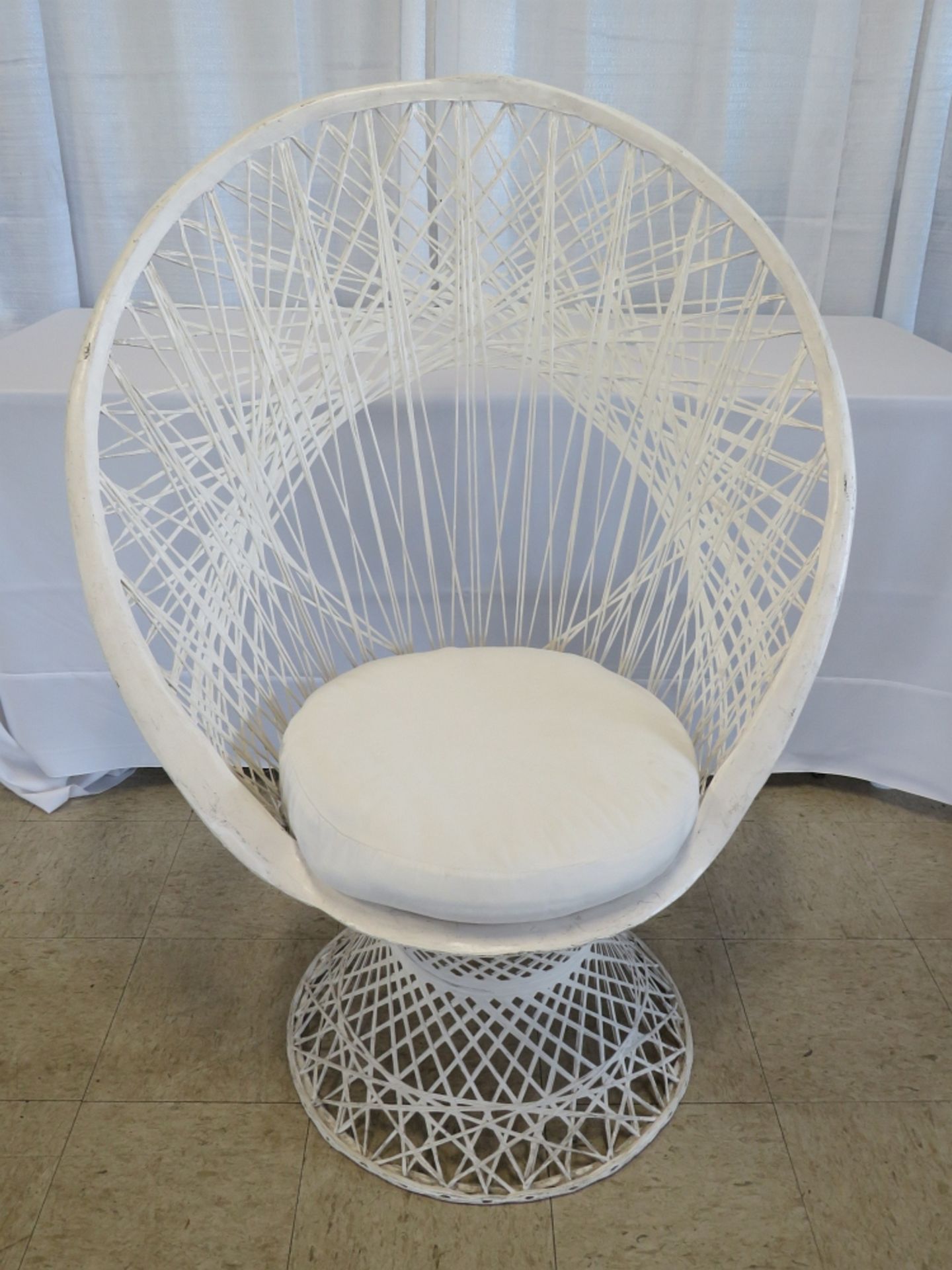 White Wicker Fan Back Chair