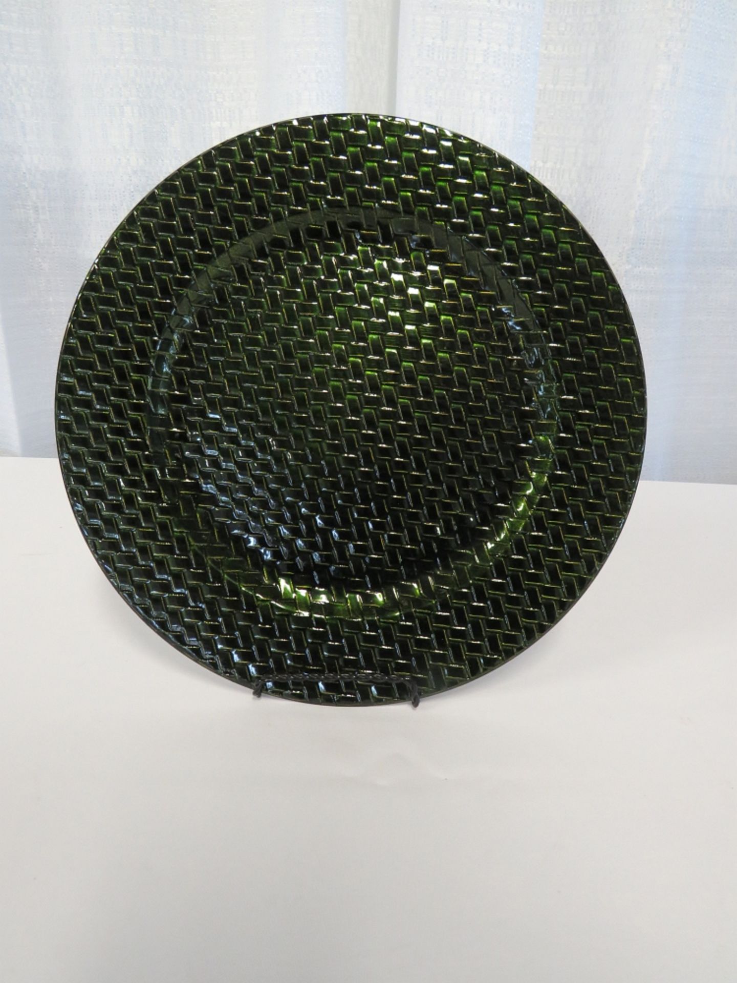 Charger, 12" Green Basketweave
