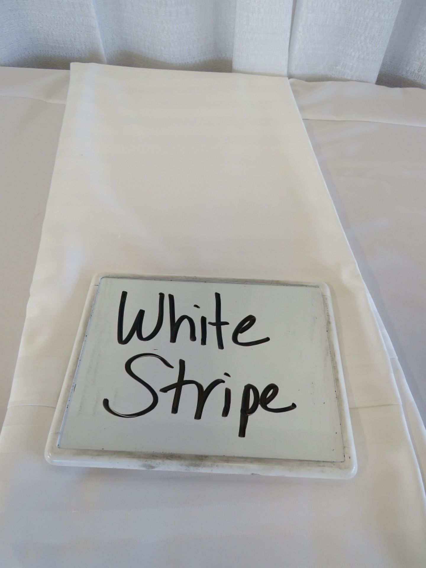 120" Round Tablecloth, White Stripe