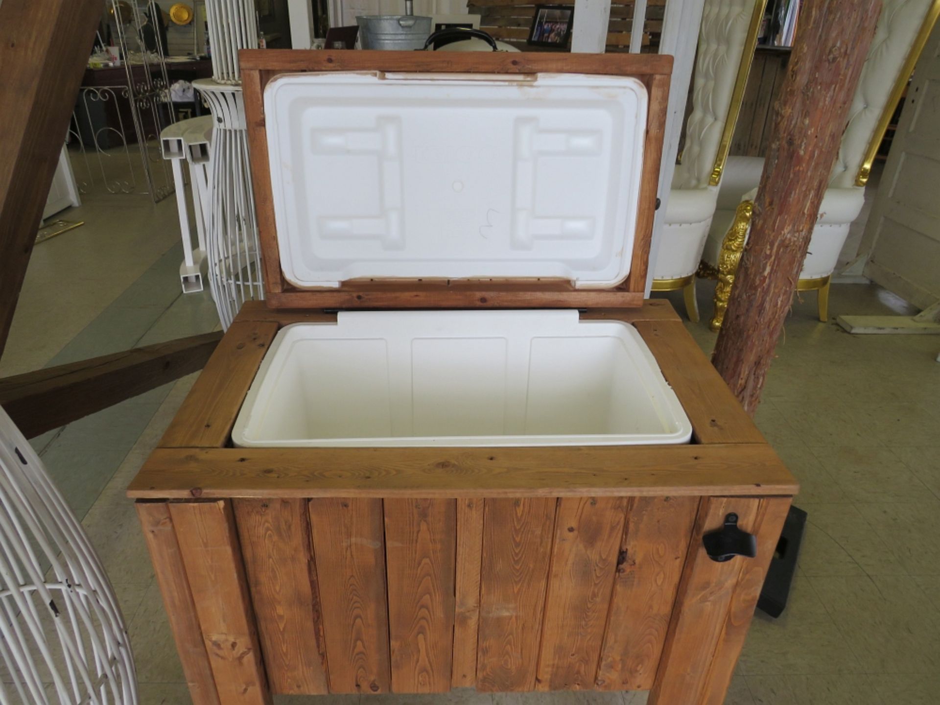 Rustic Wood Cooler (on legs) - Image 2 of 3