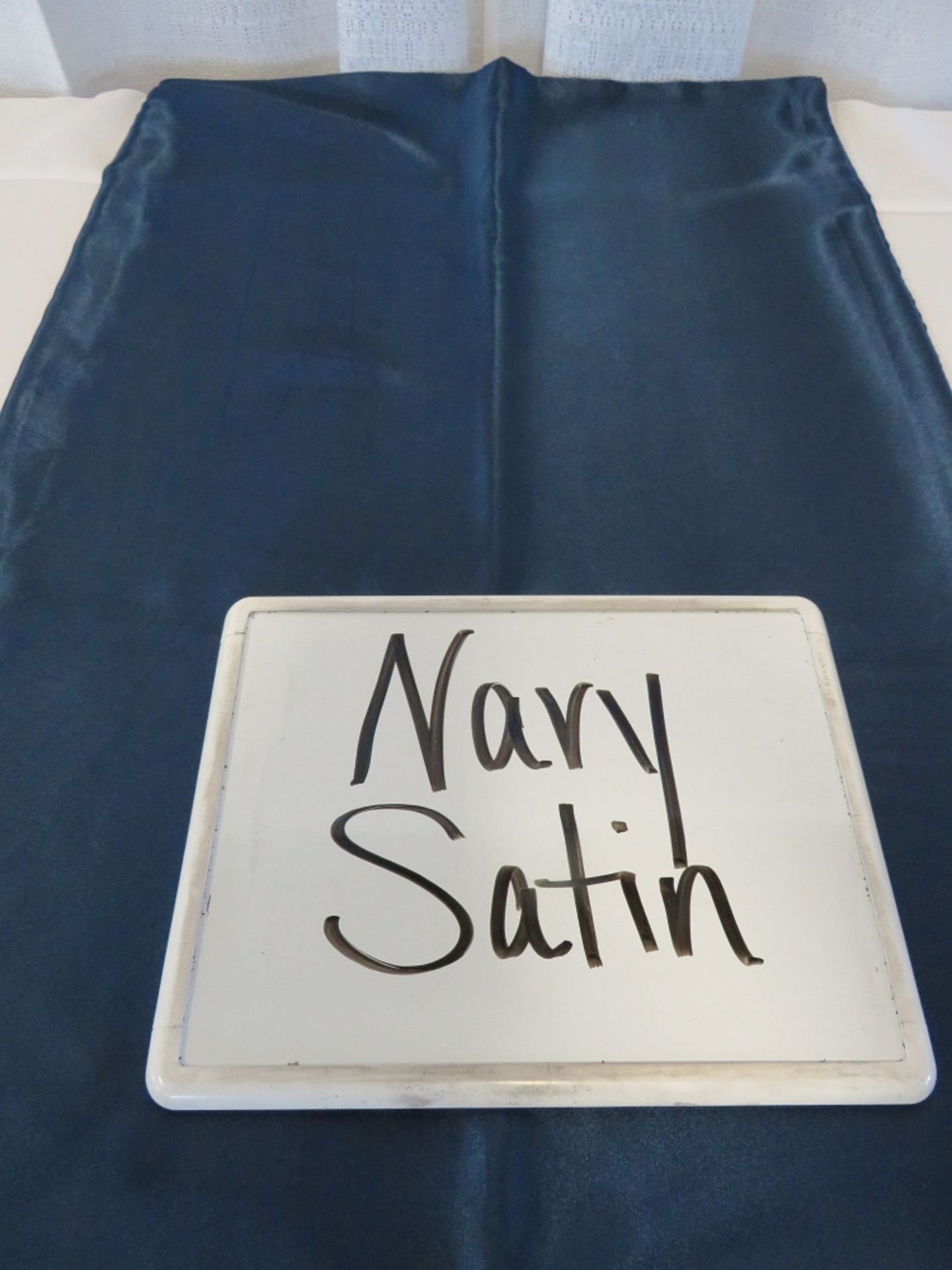 120" Round Tablecloth, Navy Satin