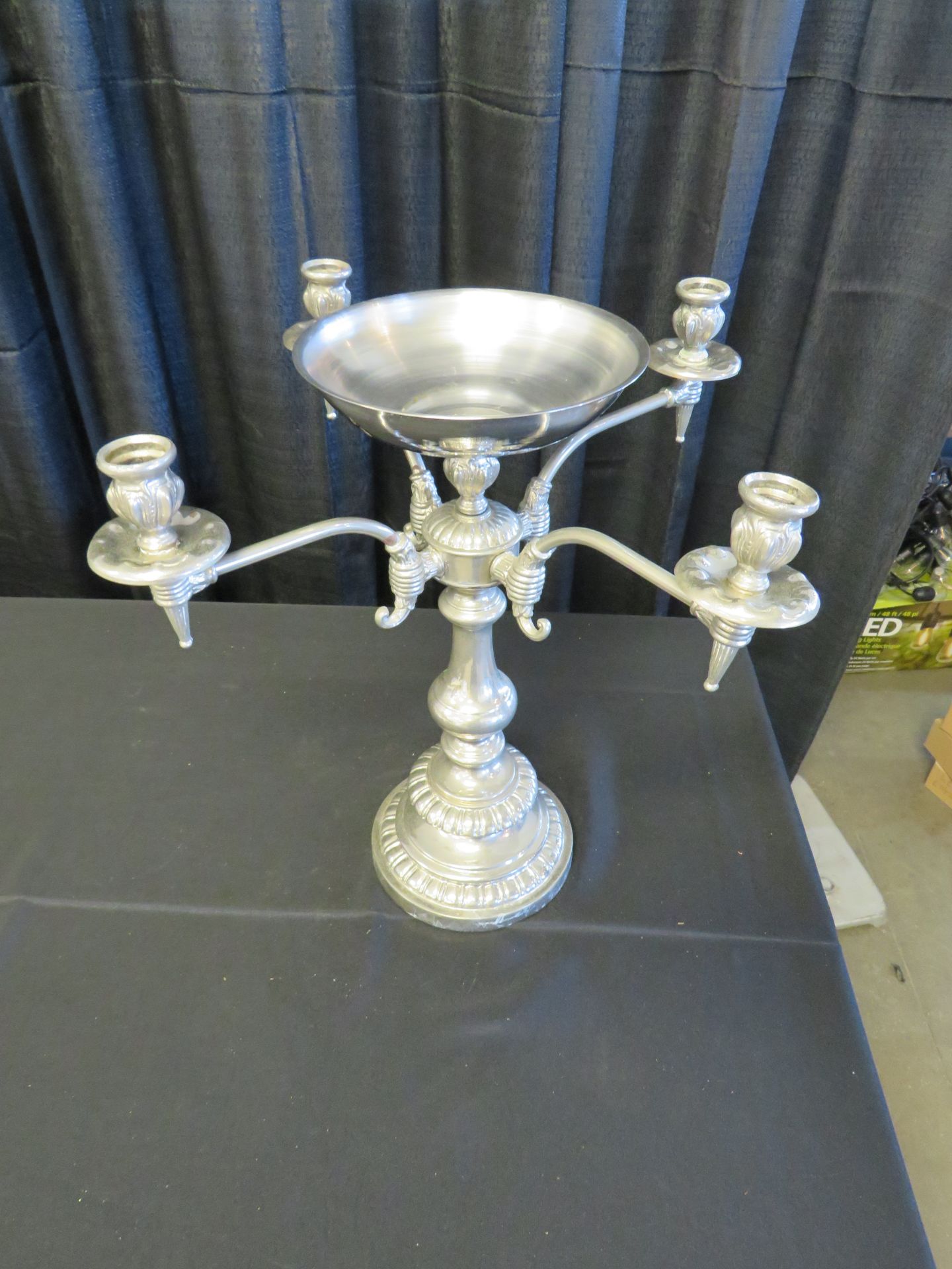 CANDELABRA, 18" 4-LIGHT SILVER PLATE