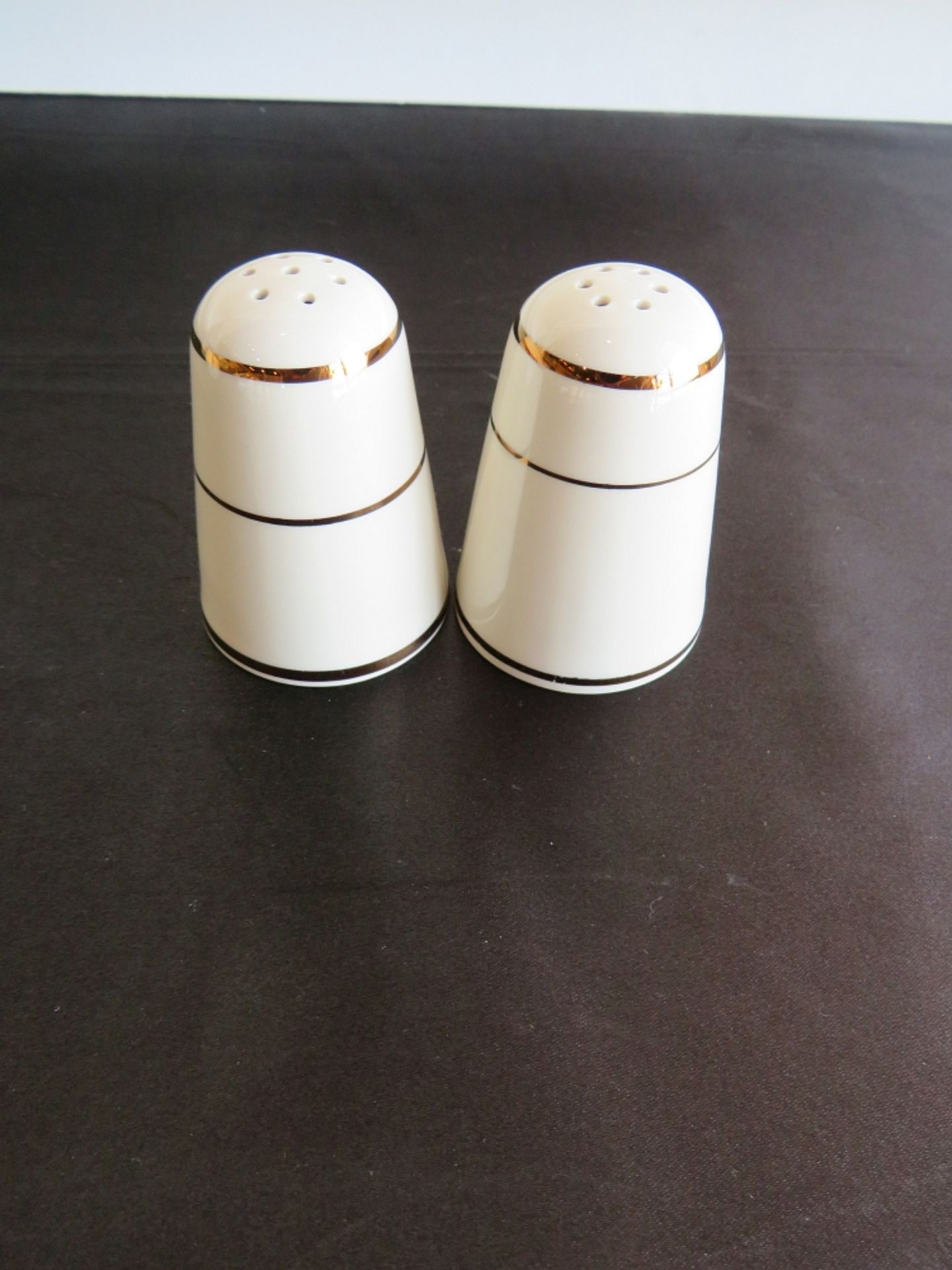 GOLD TRIM SALT & PEPPER SHAKER