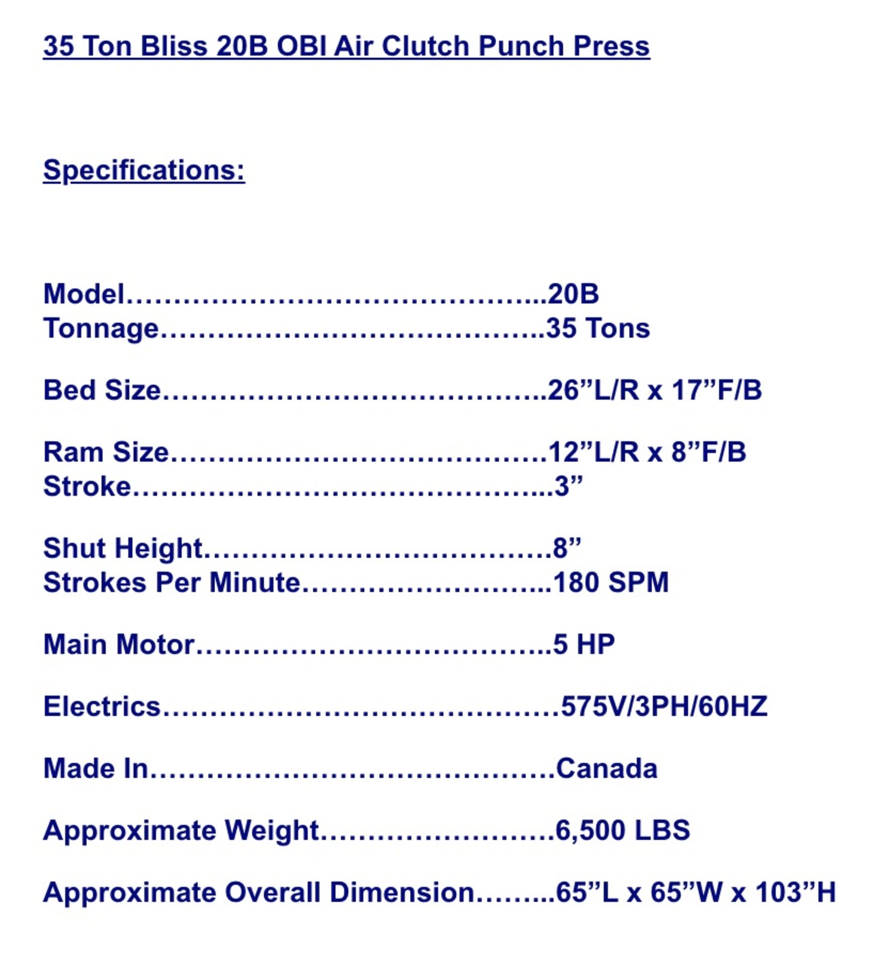 35 TON BLISS 20B PUNCH PRESS - Image 12 of 12